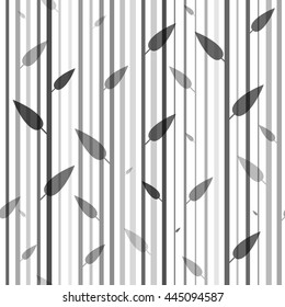 Seamless black and white pattern of stovolov trees  leaves on them. Wallpaper. Organic  natural theme.
