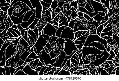 Seamless black and white pattern with stylized flowers. Ornate zentangle seamless texture, pattern with abstract flowers. Floral pattern can be used for wallpaper, pattern fills, web page background.