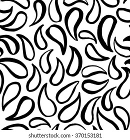 The seamless black and white pattern with tear drop shapes. The creative monochrome hand drawn background for your design. Textile, blog decoration, banner, poster, wrapping paper. 