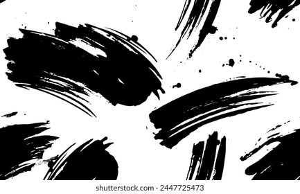 Seamless black and white pattern vector background. Sketchy Hand Drawn graphic print. Vector brush strokes design elements. Perfect for wallpapers, pattern fills, web page backgrounds, surface texture