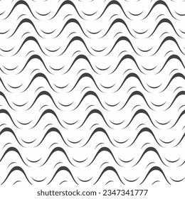 Seamless black and white pattern with waves. Abstract background. Vector illustration. Design  for web, wrapping, wallpaper, textile, cover, print.