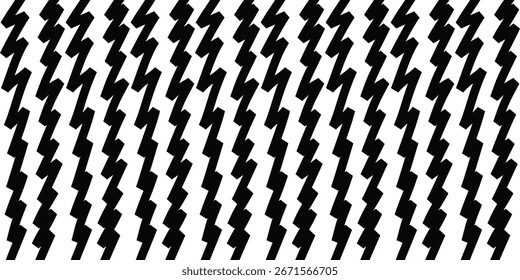 Seamless black and white pattern with wavy, zig zag lines.