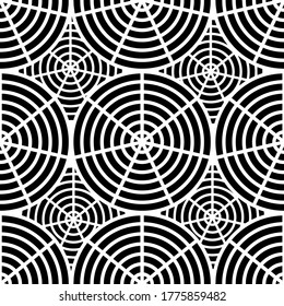 Seamless black and white pattern of the web. The pattern of the web. 
geometric pattern. Halloween pattern