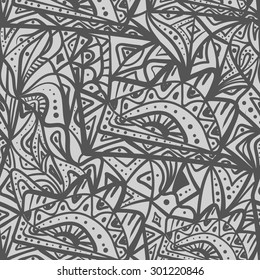 Seamless black and white pattern. Seamless zentangle. Abstract  hand drawn background