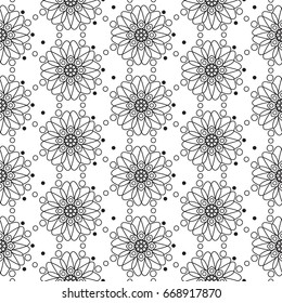 Seamless Black And White Pattern Zentangle Design Vector Illustration