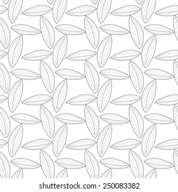 Seamless black and white pencil pattern with leaves on a white background. Vector eps 10.