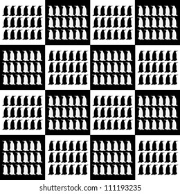 seamless black and white penguin combination pattern
