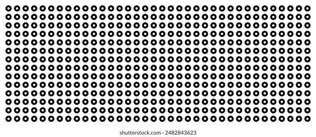 Seamless black and white polka dot vector background, resembling grid paper or a blank notebook sheet.