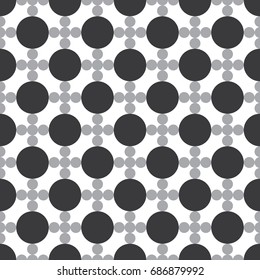 Seamless black and white polka dot and rounds textile classic pattern vector