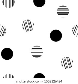 Seamless black and white polka pattern