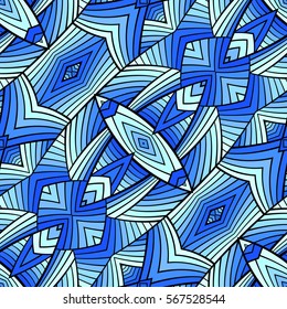 Seamless black and white psychedelic geometric pattern.