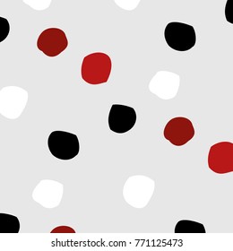 Seamless Black White Red Dots Gray Background Vector Pattern
