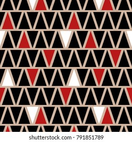 Seamless Black White Red Triangle Brown Paper Structure Background Vector Pattern