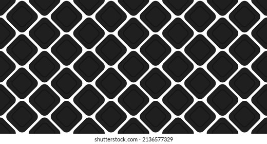 Seamless Black and White Rhombus Pattern. Modern Geometric Texture Decoration. Fashion Style Geometric Diagonal Line Fabric. Elegant Rhombus Background. Abstract Wallpaper Design. Vector Illustration.