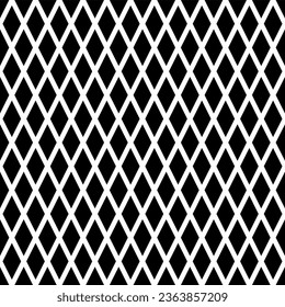 Seamless black and white rhombus pattern. Geometric rhomb background. Vector illustration. Design for web, wallpaper, cover, textile, fabric, wrapping