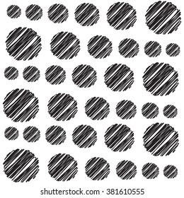 Seamless black and white rings pattern. Vector illustration.