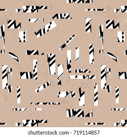 Seamless Black White Scraps Rectangle Constructivism Brown Paper Pattern
