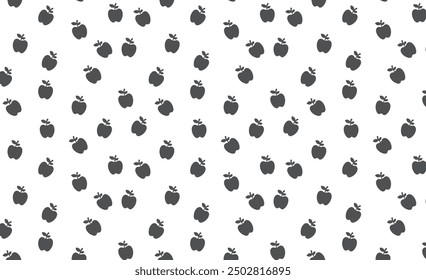 Nahtlose schwarz-weiße Silhouette Vektor Apfel Hintergrund - Wiederholte Muster von roten Apfelscheiben, tropische Frucht Design, endlose Textur für Wrapping, Wallpaper und Design Projekte