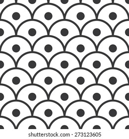 Seamless black and white simple dotted japanese scales pattern vector