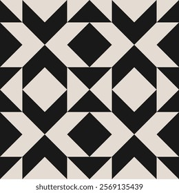 Seamless black and white square triangle pattern background. Repeated and decorative design that can be used for packaging, decorating, interior design, wallpapers, banners, and more.