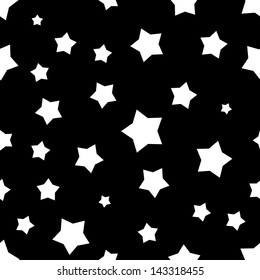 Seamless black and white stars pattern.