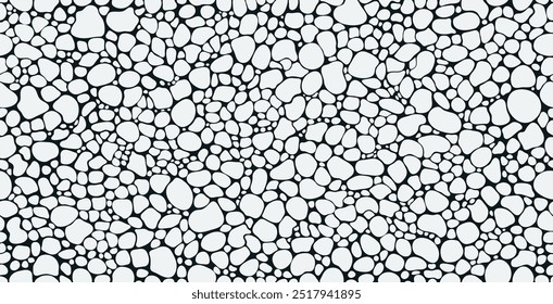 Seamless black and white stone wall background.