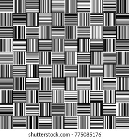 Bandas de ancho variable, vertical y horizontal, de color blanco y negro, patrón de líneas monocromas, líneas verticales y horizontales sin soldadura, líneas rectas, patrón geométrico de moda