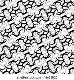 Seamless black and white swirl ornament pattern