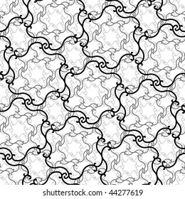 Seamless black and white swirl pattern