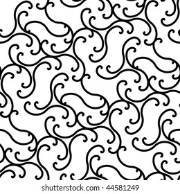 Seamless black and white swirl pattern
