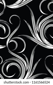 Seamless black and white swirly pattern