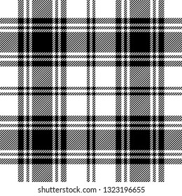 Seamless black and white tartan pattern