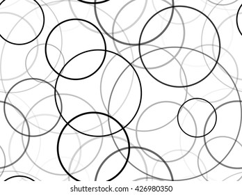 Sencilla textura en blanco y negro con círculos de diferente tamaño y transparencia. Fondo vectorial para tu creatividad