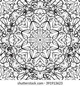 Seamless black and white texture with tribal pattern. Vector background for scrapbooking sites and your creativity
