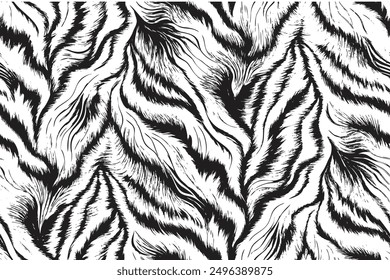 Seamless Black and White Tiger Fur Pattern for Fashion and Textile Design