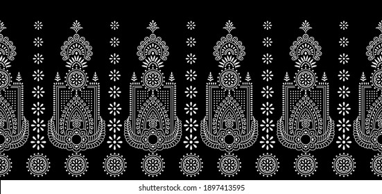 Seamless black and white traditional Asian border design