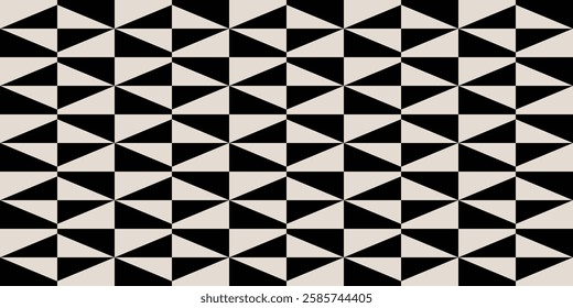 Seamless black and white triangle geometric pattern. Repeated and decorative design that can be used for packaging, decorating, interior design, wallpapers, banners, and more.