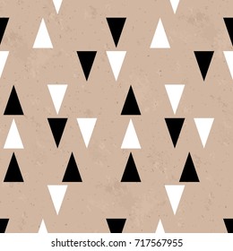 Seamless Black White Triangles Brown Paper Pattern
