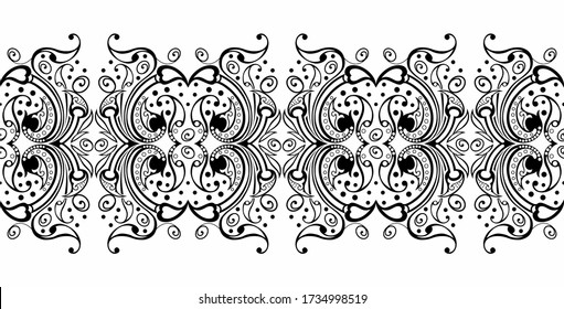 Seamless black and white tribal border design