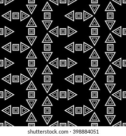 Seamless black and white vector background with abstract geometric shapes. Print. Cloth design, wallpaper.