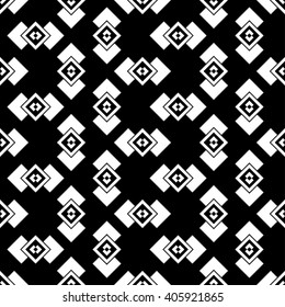 Seamless black and white vector background with abstract geometric shapes. Print. Cloth design, wallpaper.