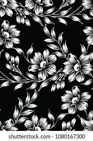 Seamless Black White Vector Floral Pattern Stock Vector (Royalty Free ...