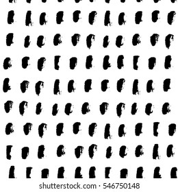 Seamless black and white vector free hand doodle stains texture, dry brush ink art.