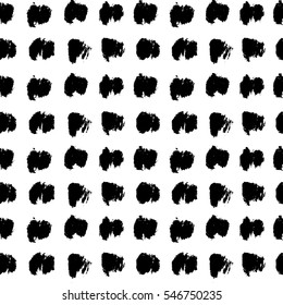 Seamless black and white vector free hand doodle stains texture, dry brush ink art.