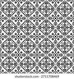 Seamless black and white vector geometric pattern.