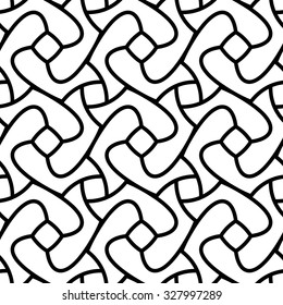 Seamless Black & White Vector Geometric Swirl Round Line Pattern Background