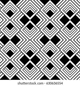 Seamless black and white vector geometric pattern.
