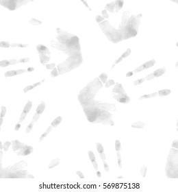 Seamless black and white vector hand print pattern.