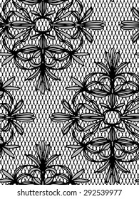 seamless black and white vector lace pattern. floral and abstract elements. 