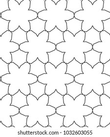 Seamless black and white vector pattern in geometric ornamental style